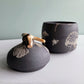Black Clay Treasure Box Mushrooms/Gingko Leaves