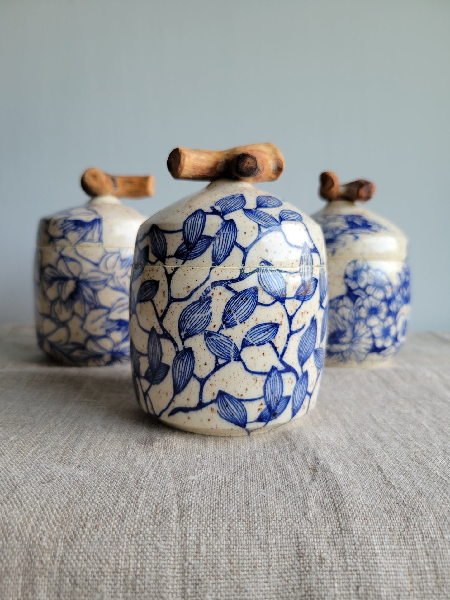 Speckled Treasure Box Blue Floral