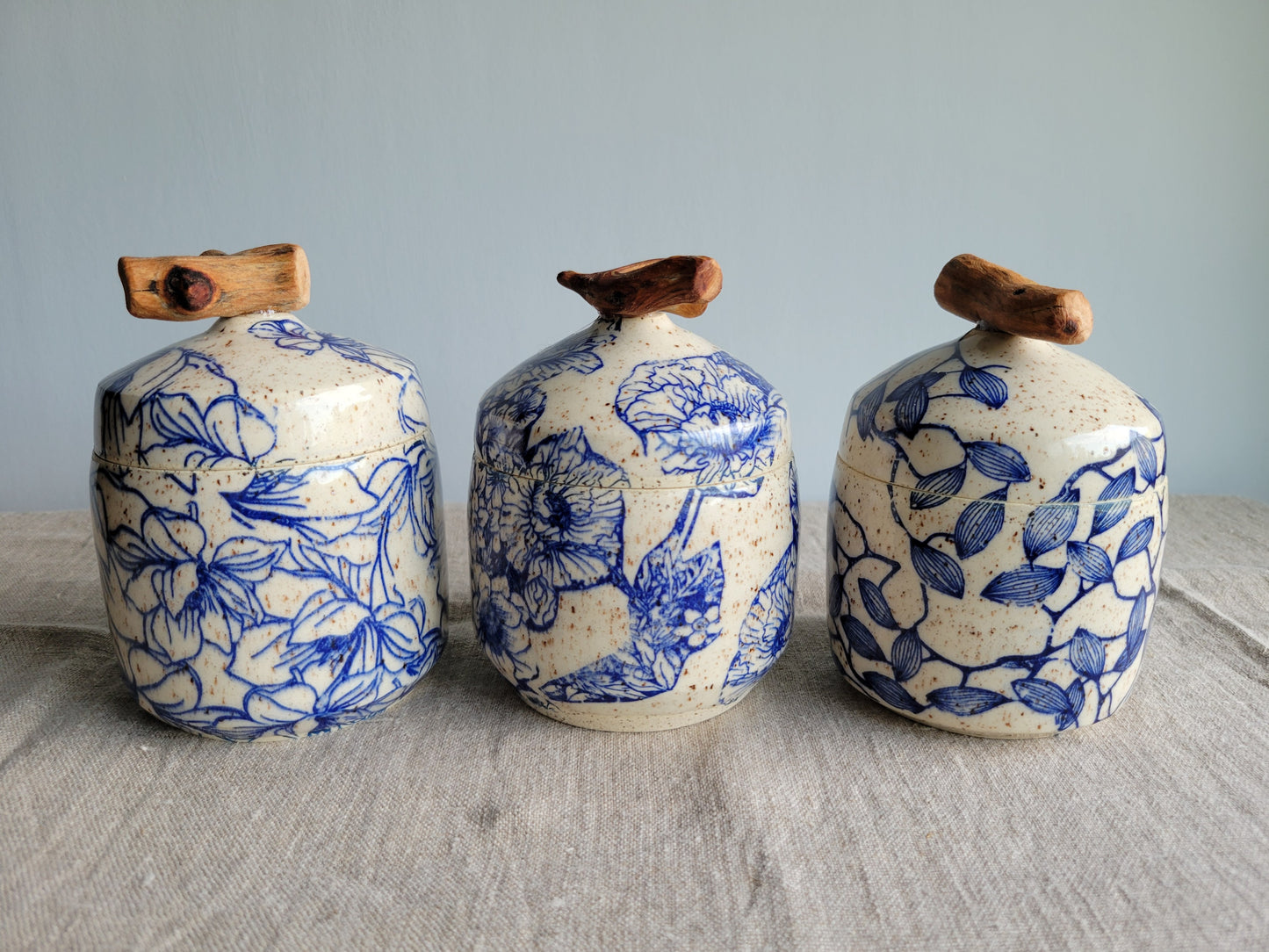 Speckled Treasure Box Blue Floral