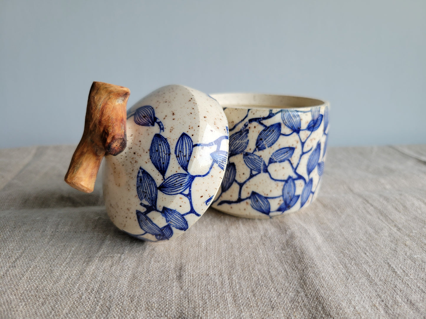 Speckled Treasure Box Blue Floral