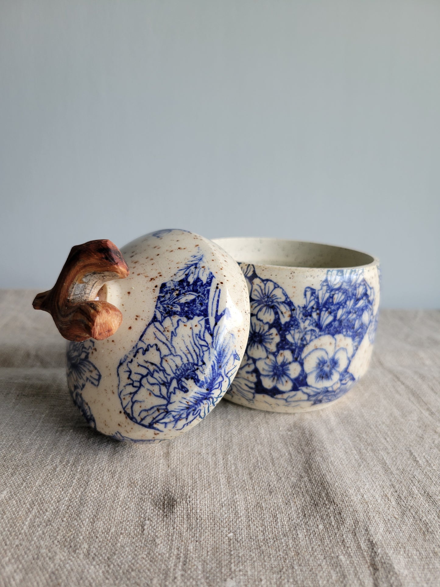 Speckled Treasure Box Blue Floral