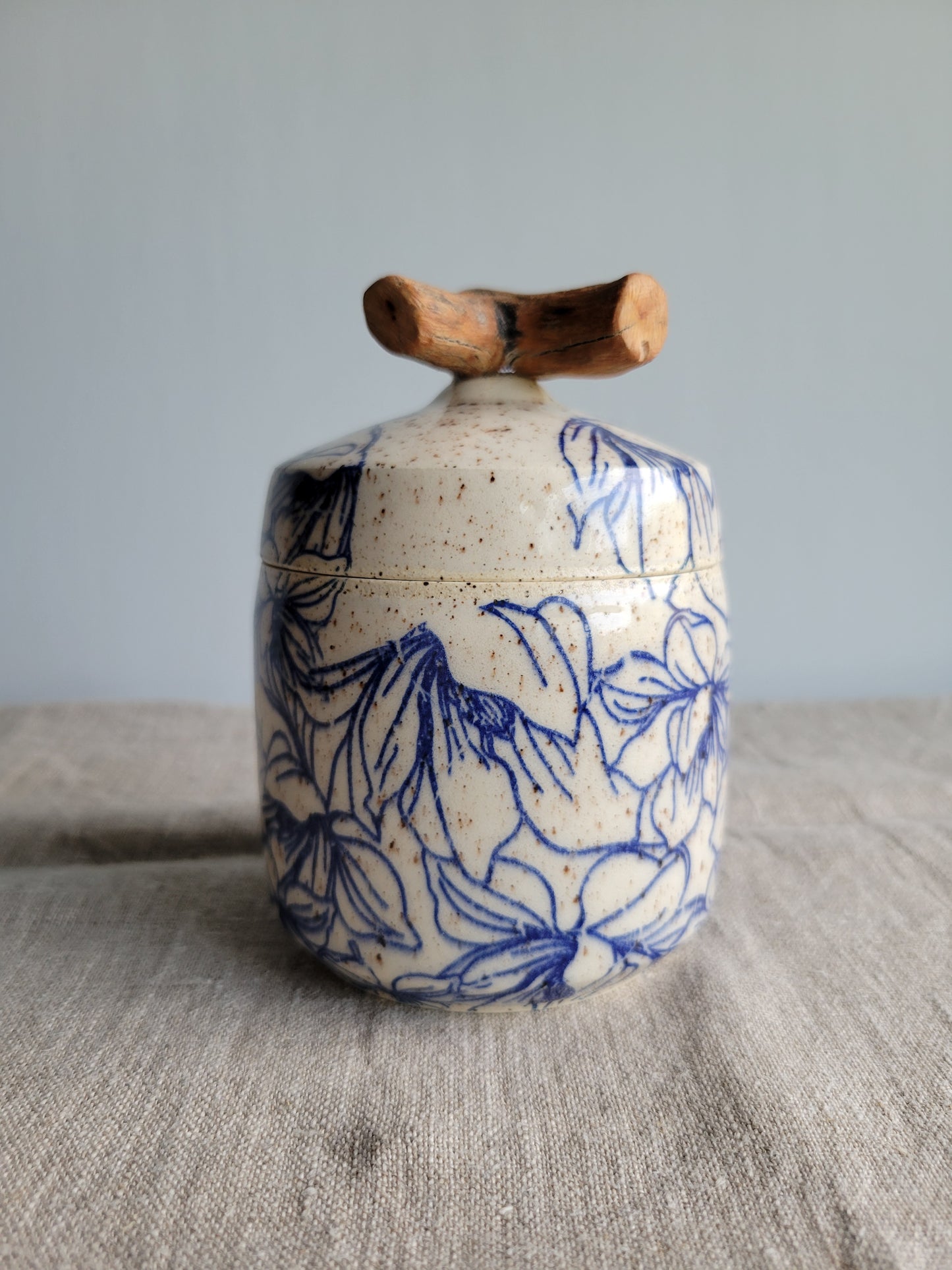 Speckled Treasure Box Blue Floral
