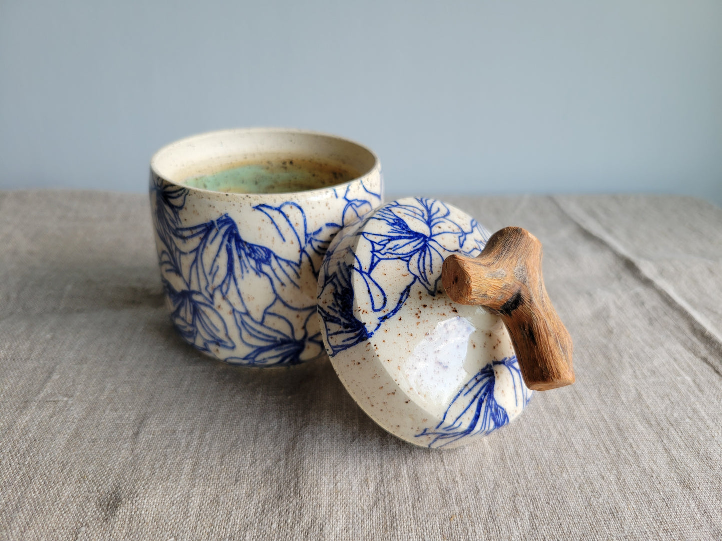 Speckled Treasure Box Blue Floral
