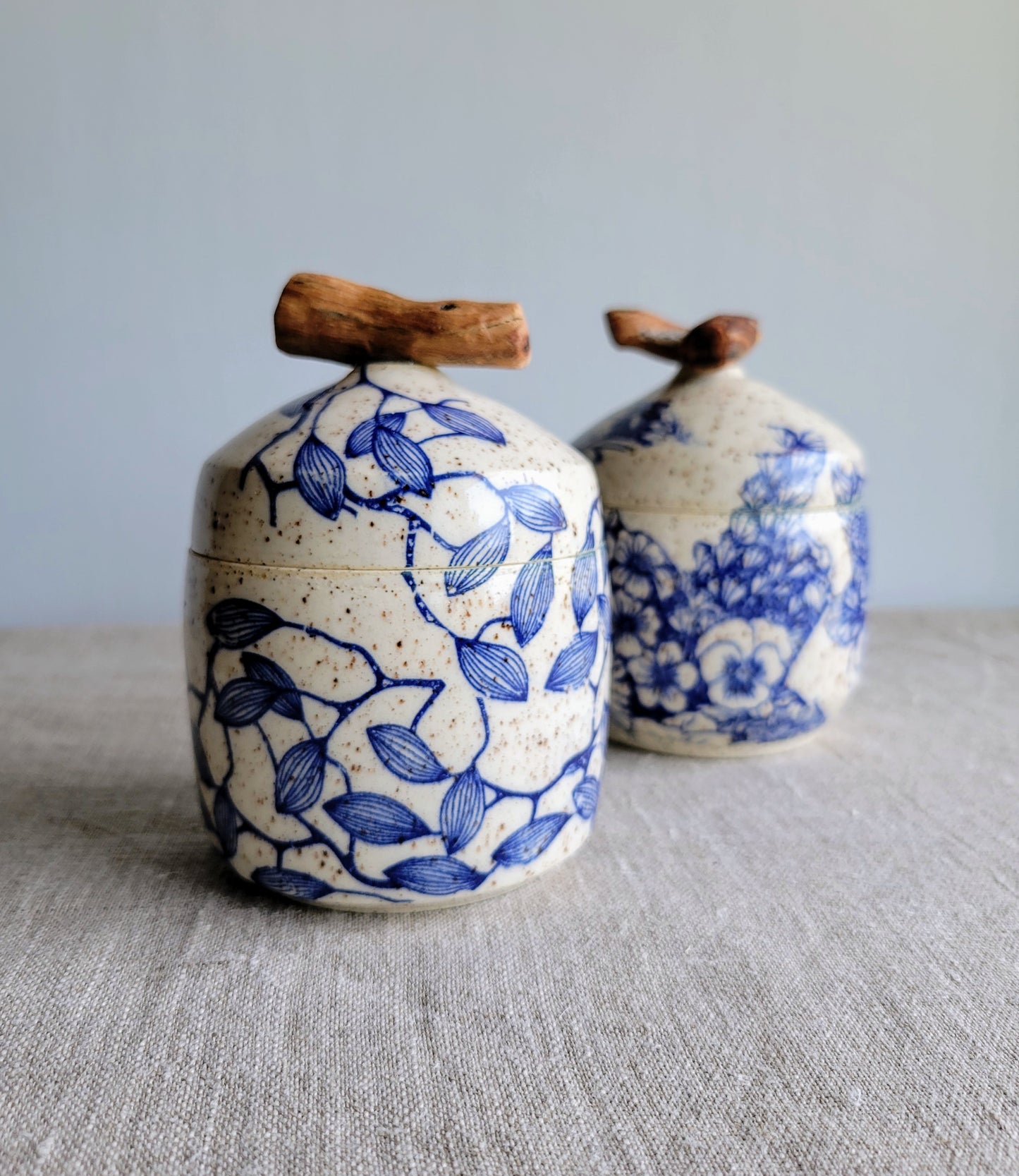 Speckled Treasure Box Blue Floral