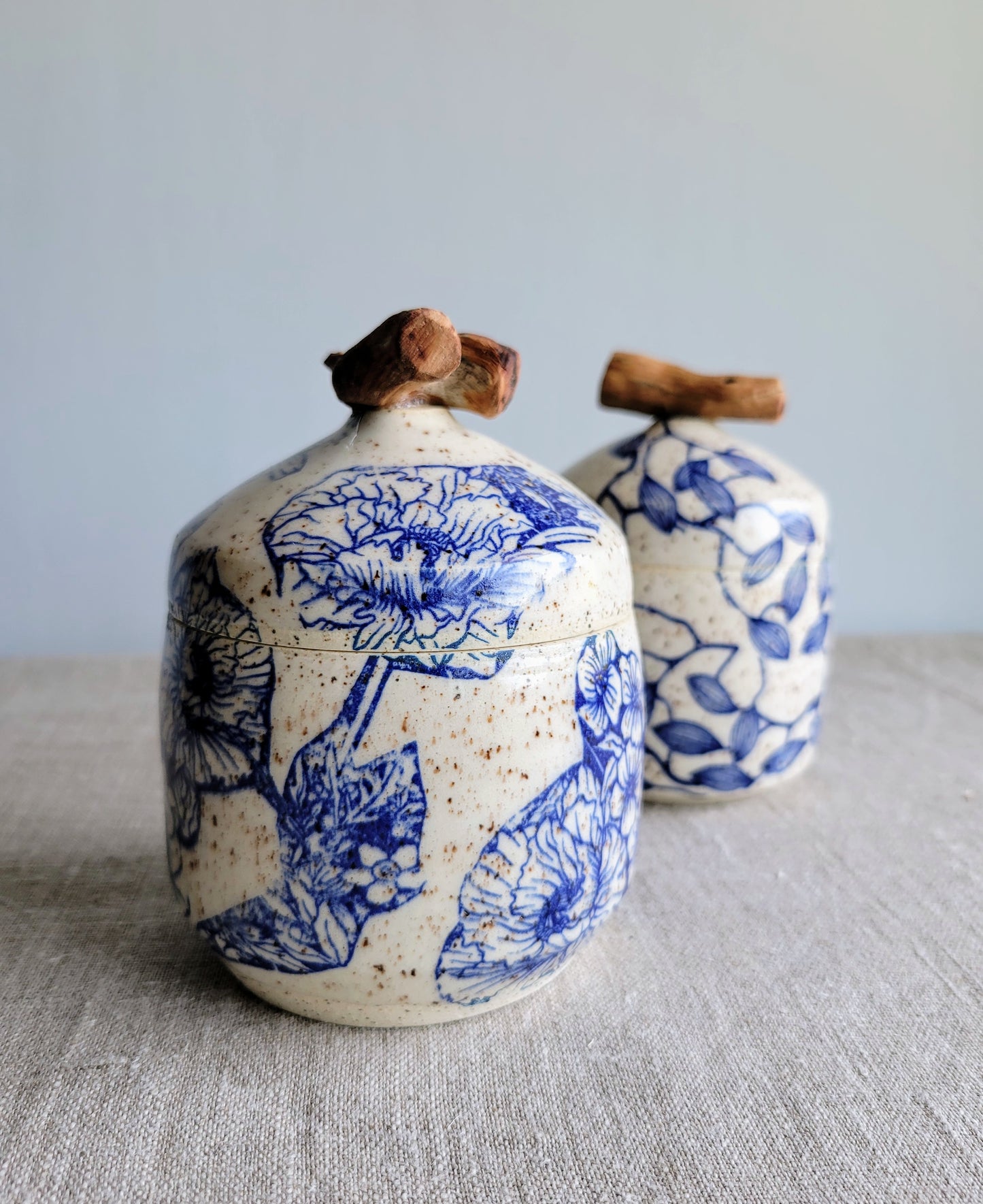 Speckled Treasure Box Blue Floral