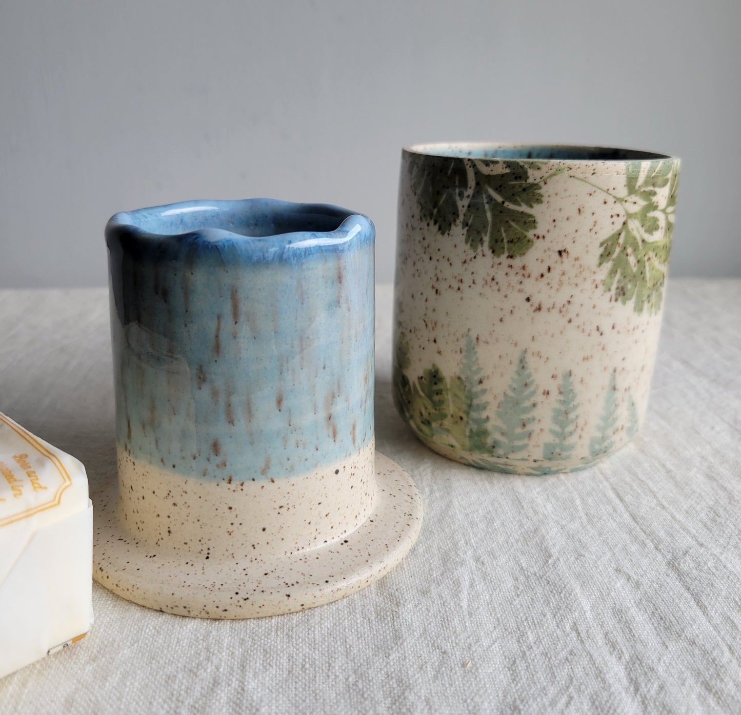 French Butter Crock Speckled Ferns