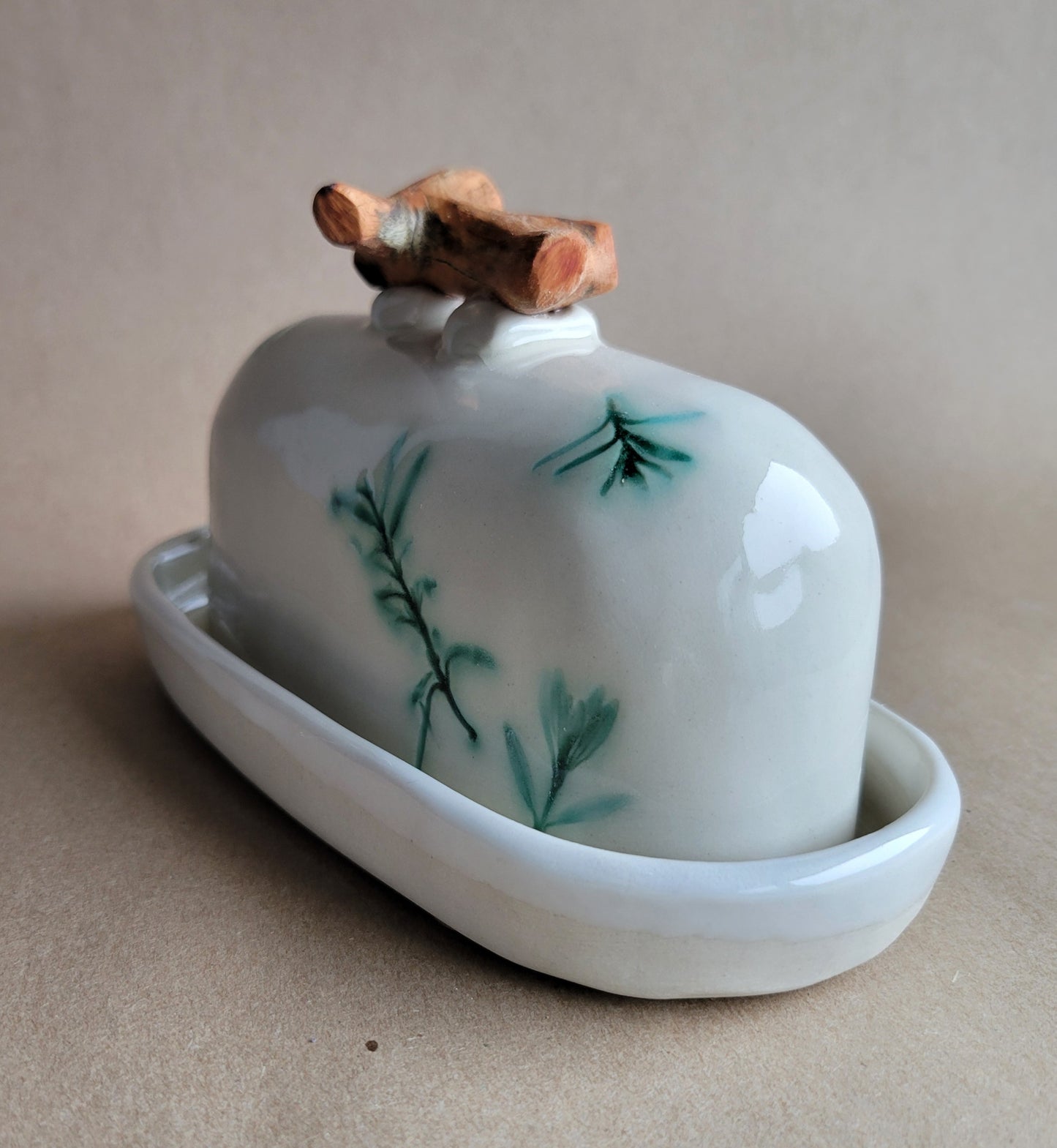 Tahoe Flora Butter Dish Jade Green