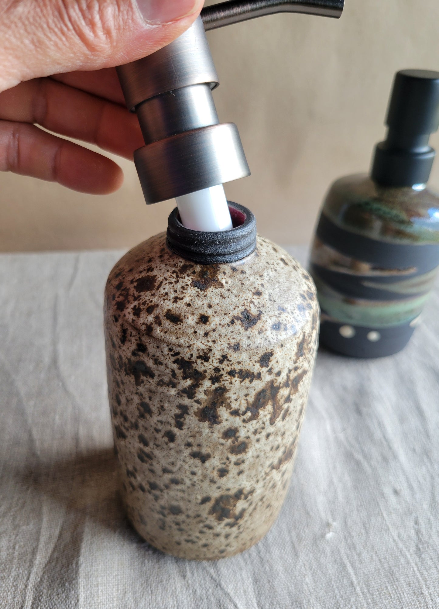 Black Clay Soap Dispenser Birch
