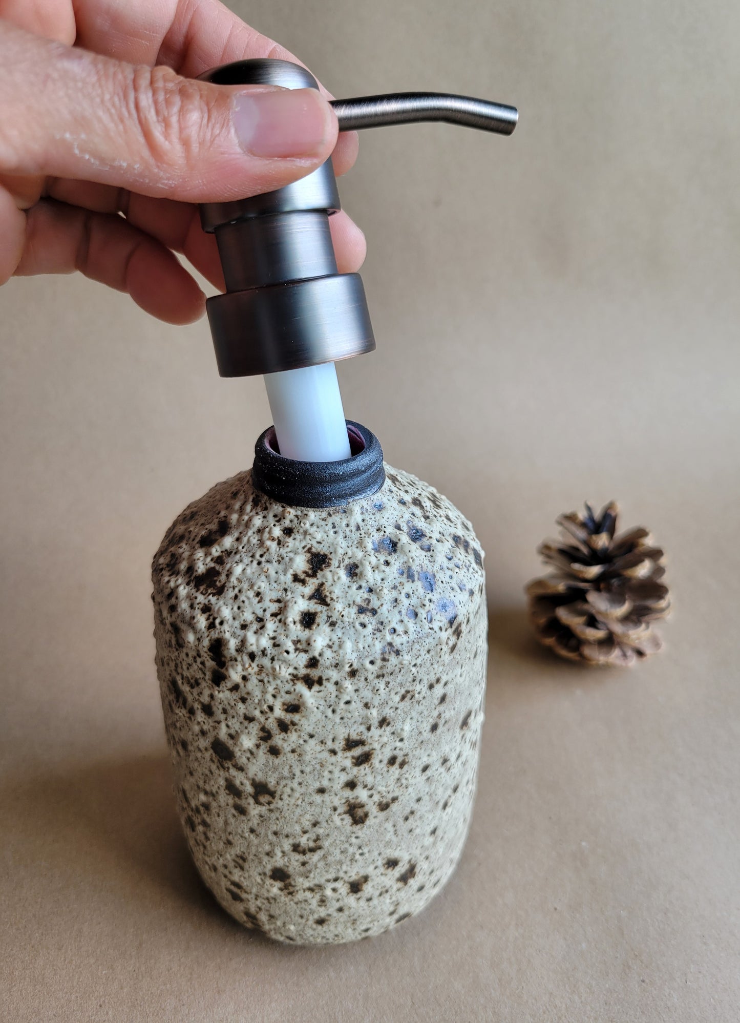 Black Clay Soap Dispenser Birch