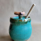 Honey Pot/Tea Jar Turquoise Matte