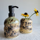 Soap Dispenser and Bud Vase in Sandstone