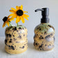 Soap Dispenser and Bud Vase in Sandstone