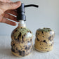 Soap Dispenser and Bud Vase in Sandstone