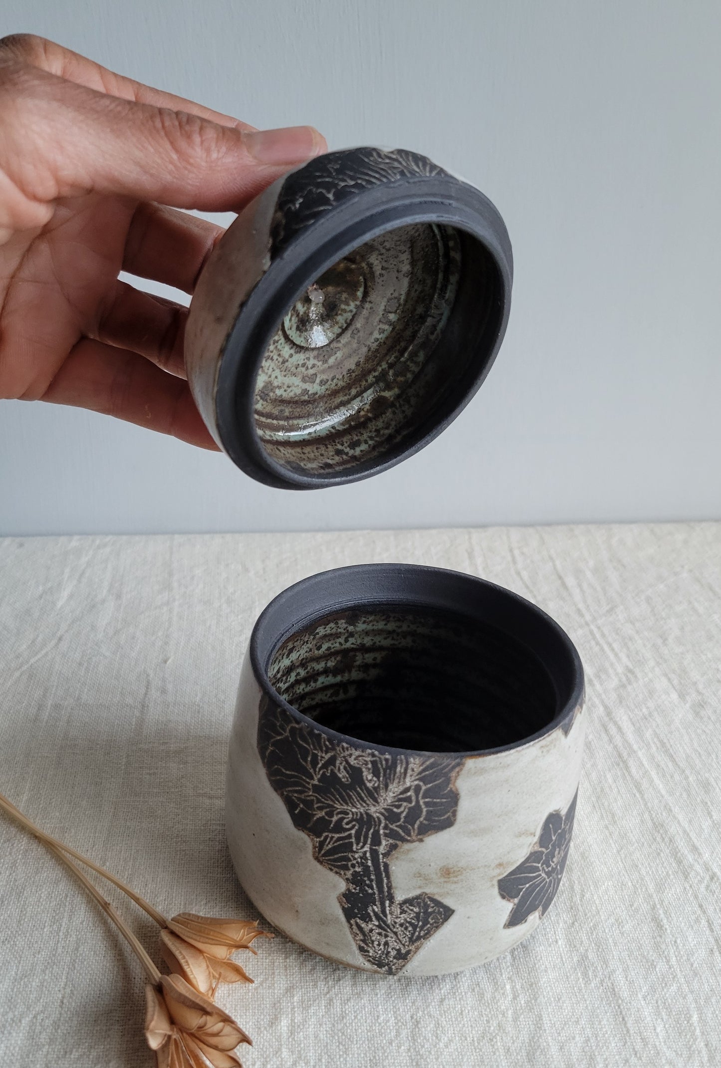 Black Clay Treasure Box Poppies