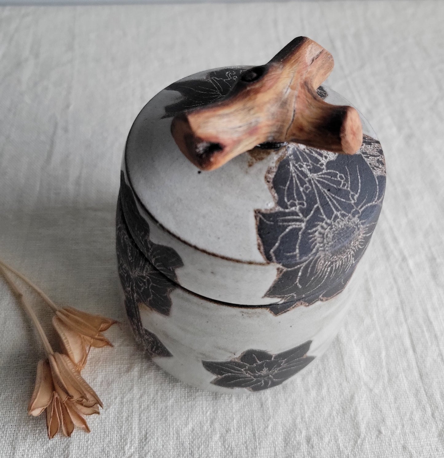 Black Clay Treasure Box Poppies