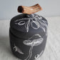 Black Clay Treasure Box Olive Branches and Mushrooms