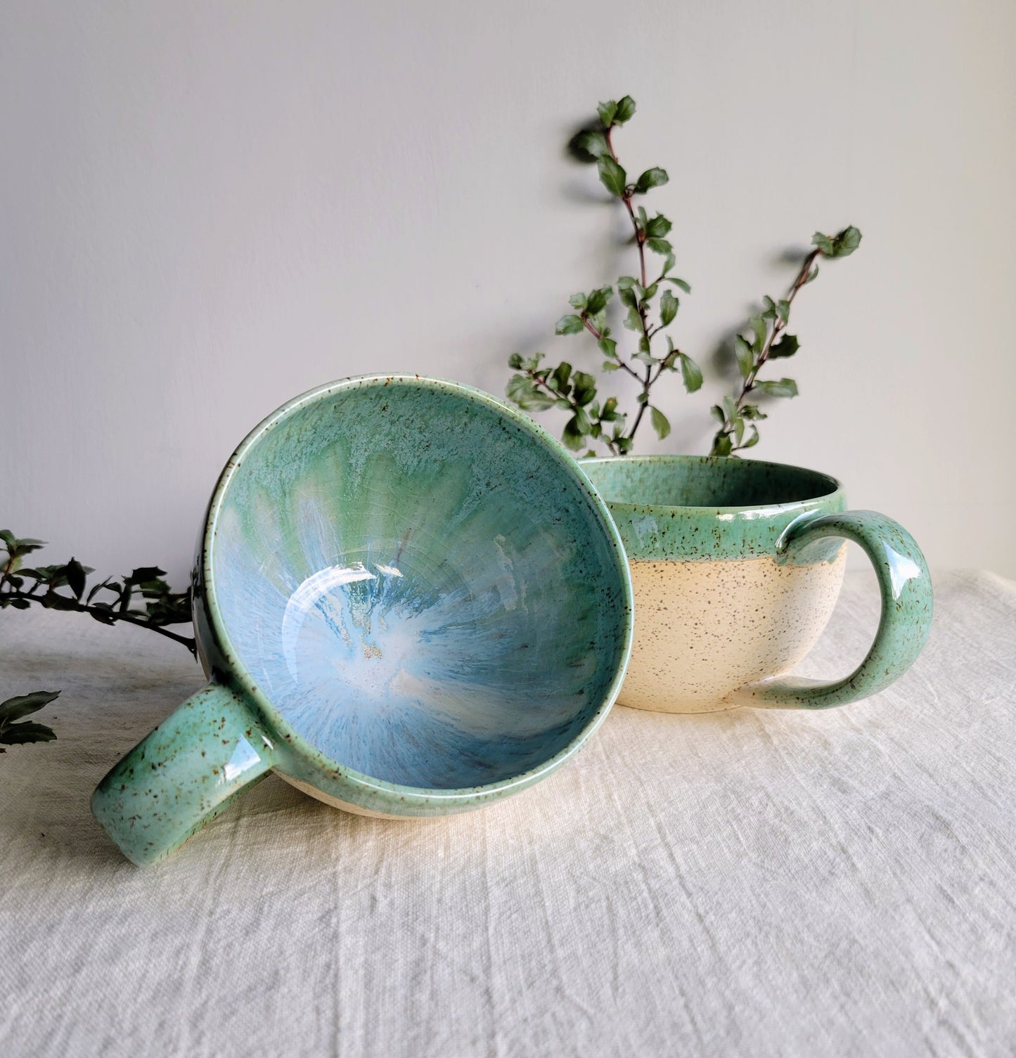 Set of 2 Speckled Soup Mugs