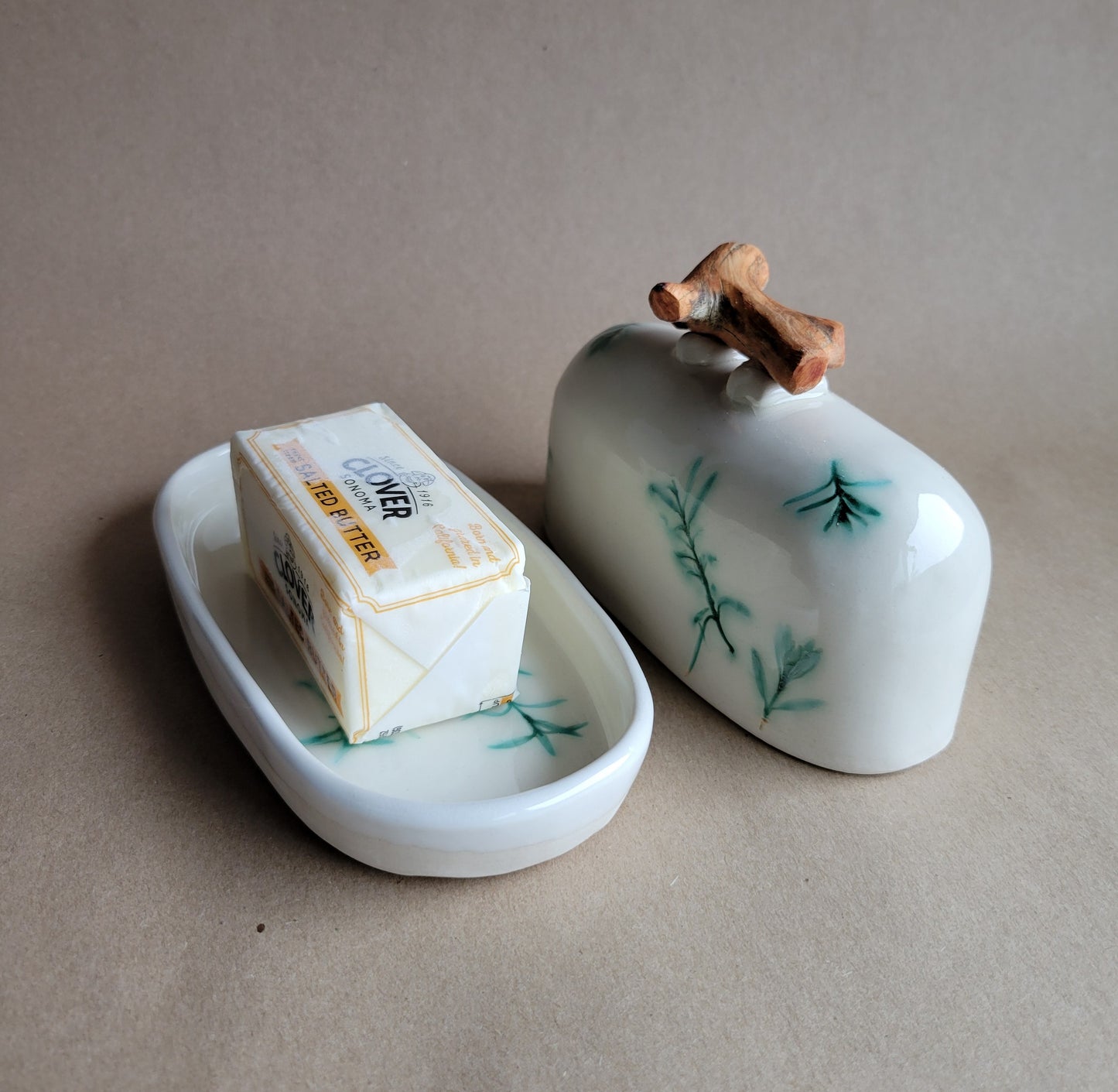 Tahoe Flora Butter Dish Jade Green