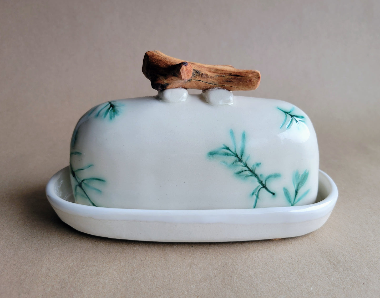 Tahoe Flora Butter Dish Jade Green