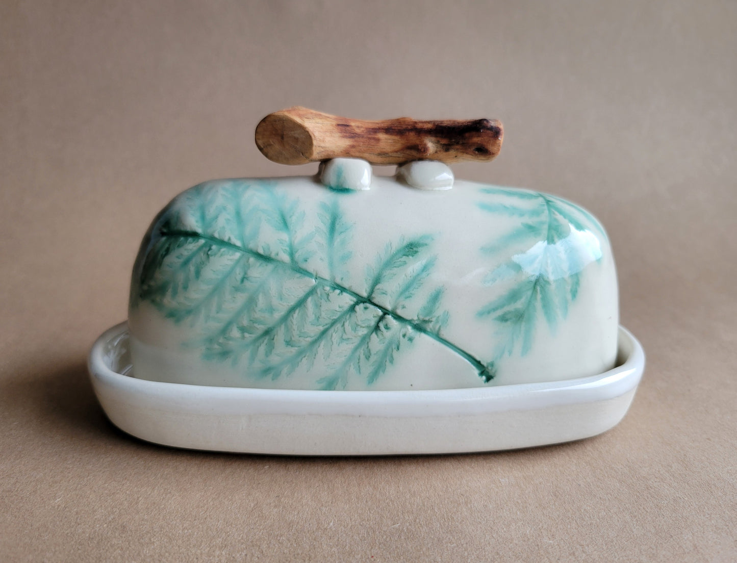 Tahoe Flora Butter Dish Jade Green
