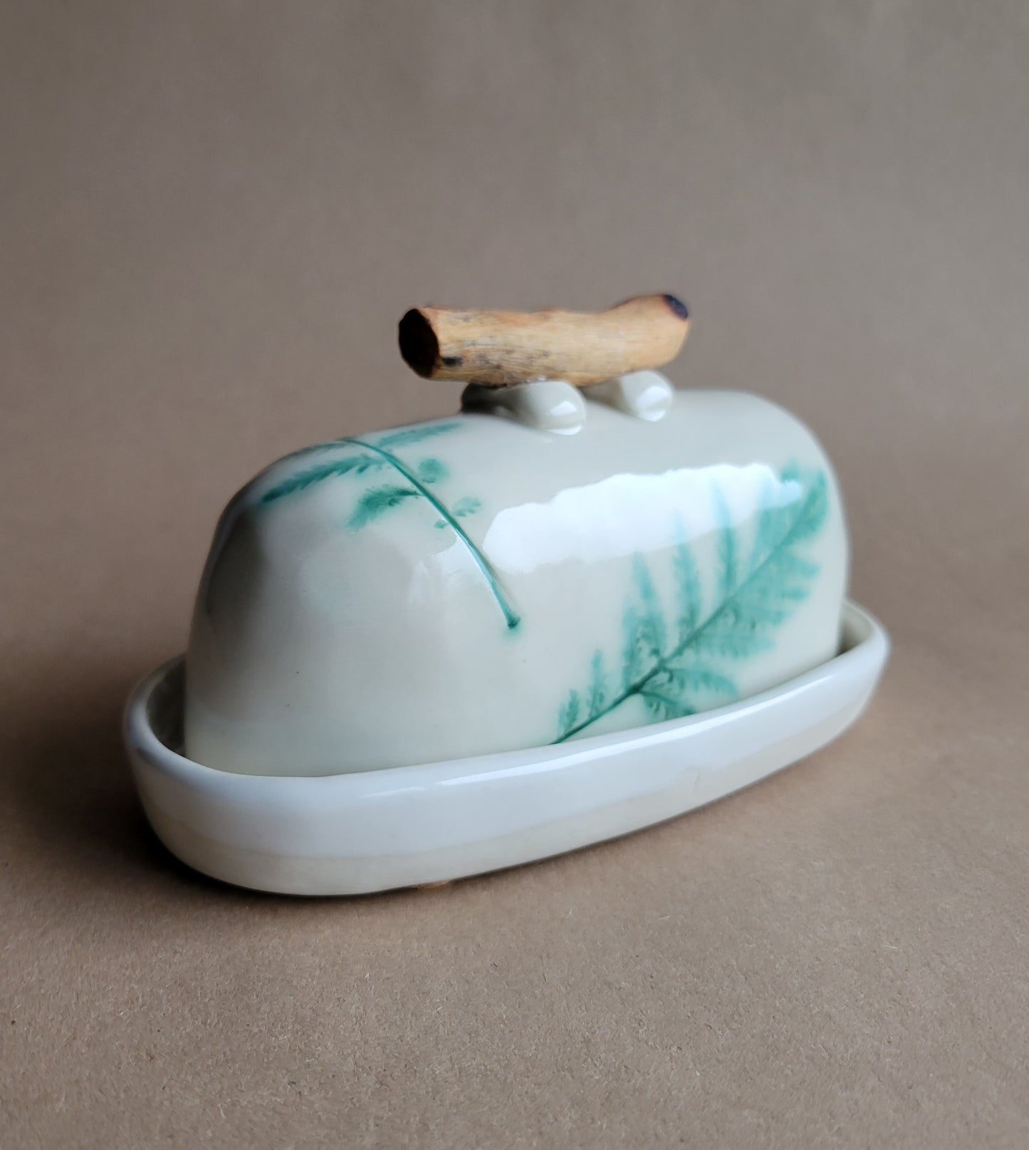 Tahoe Flora Butter Dish Jade Green