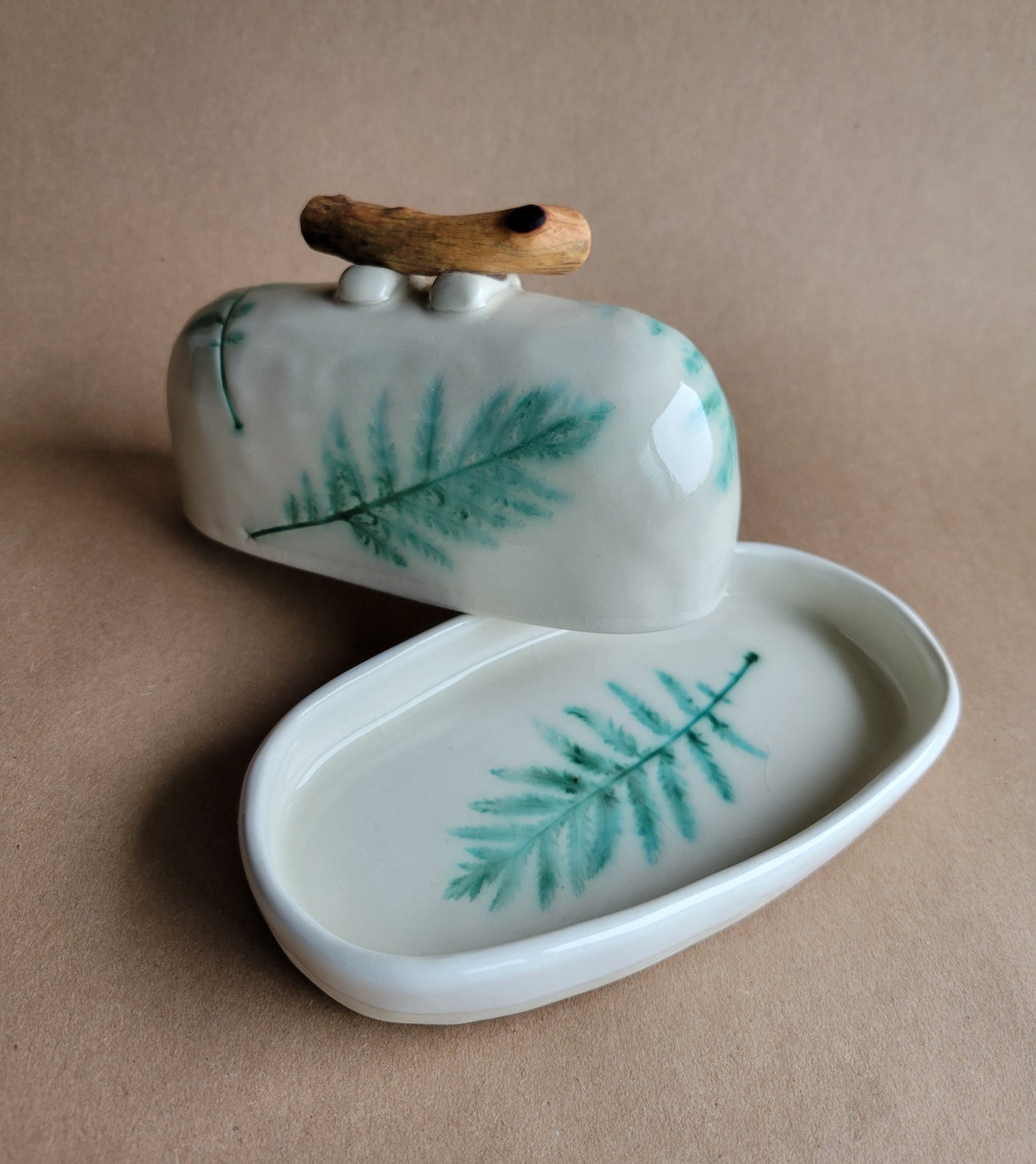 Tahoe Flora Butter Dish Jade Green