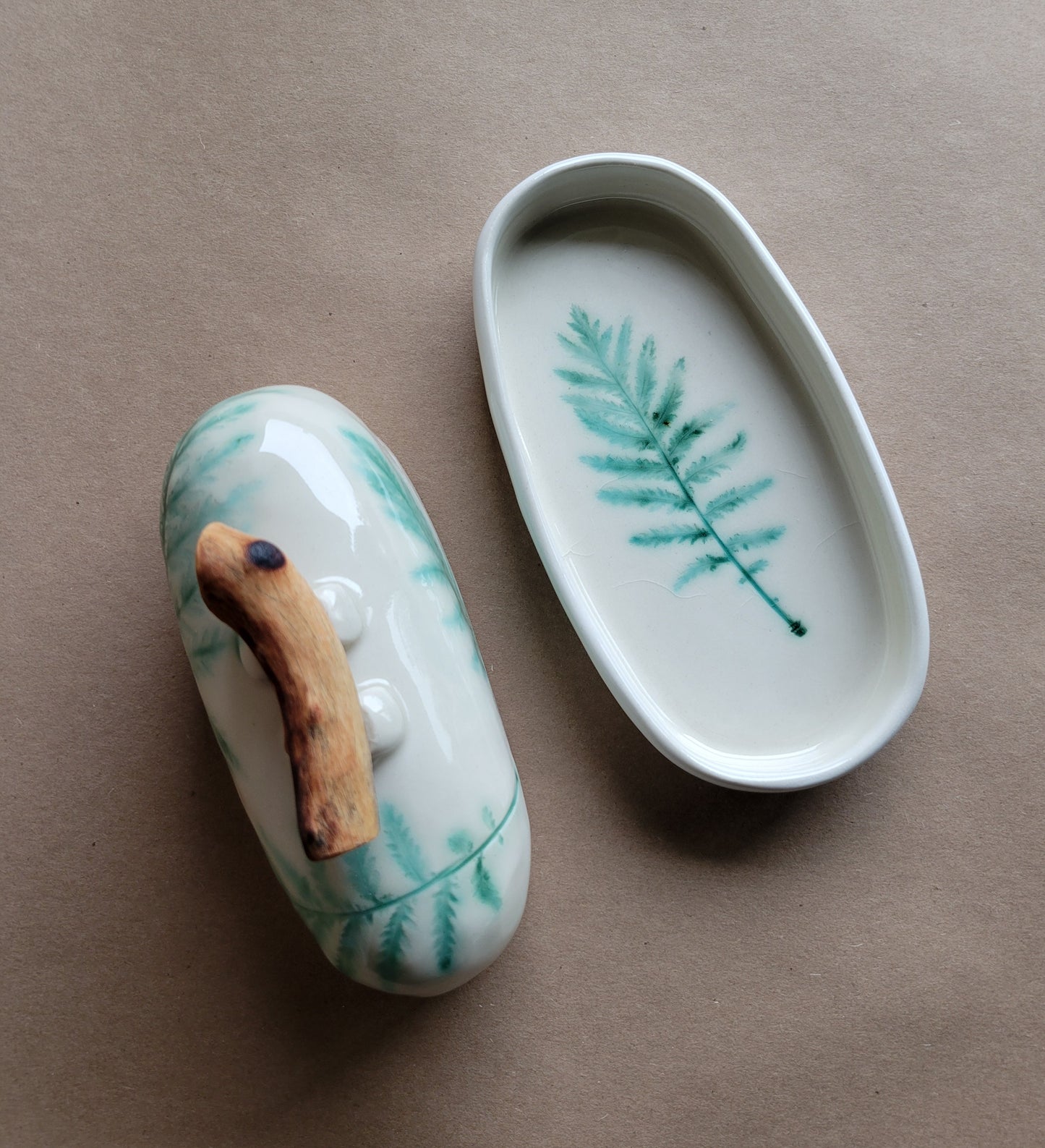 Tahoe Flora Butter Dish Jade Green