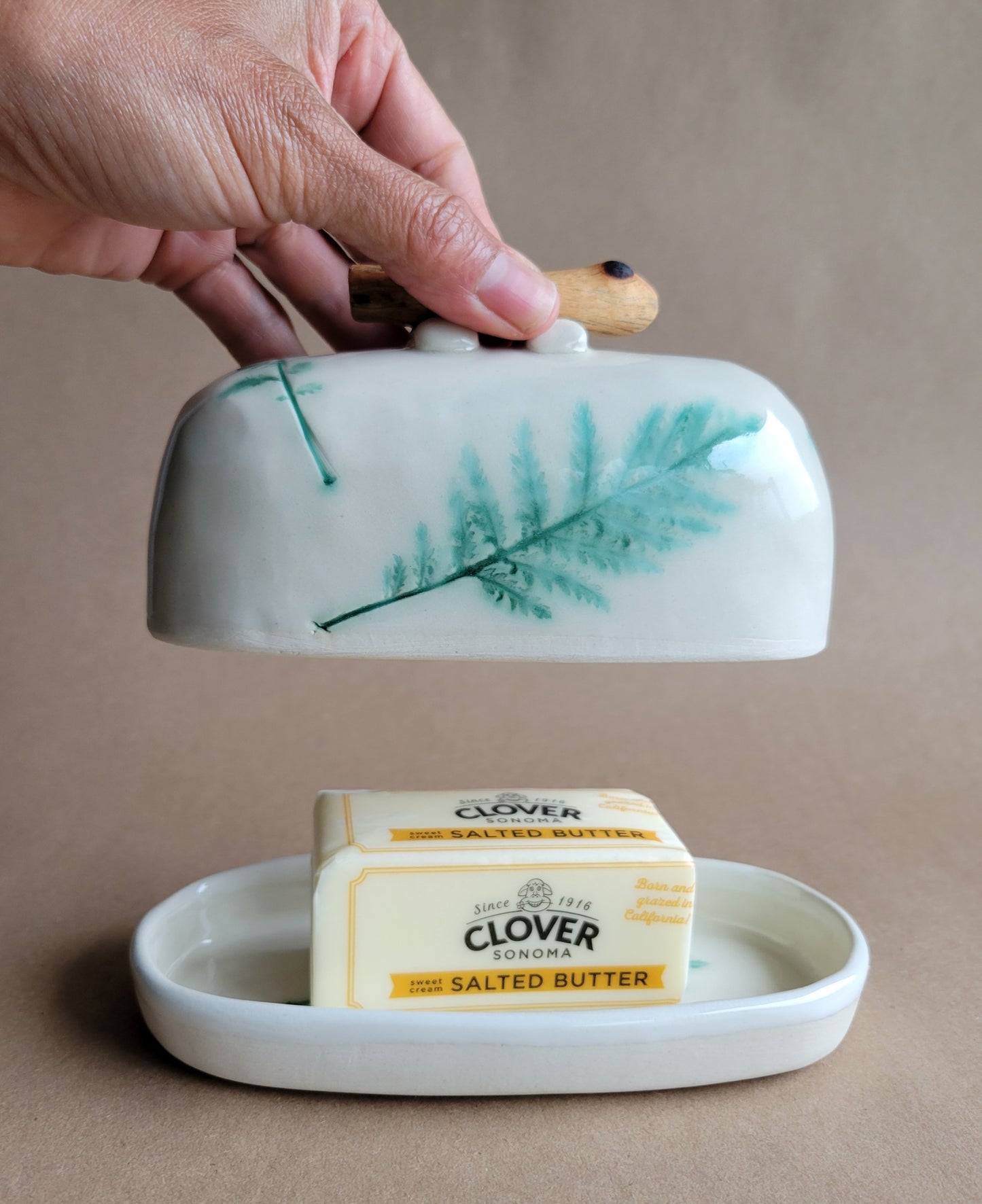 Tahoe Flora Butter Dish Jade Green